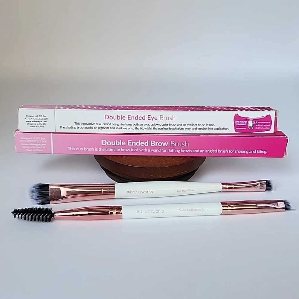 Brush Works Set - Double Ended Eye Brush & Double Ended Brow Brush